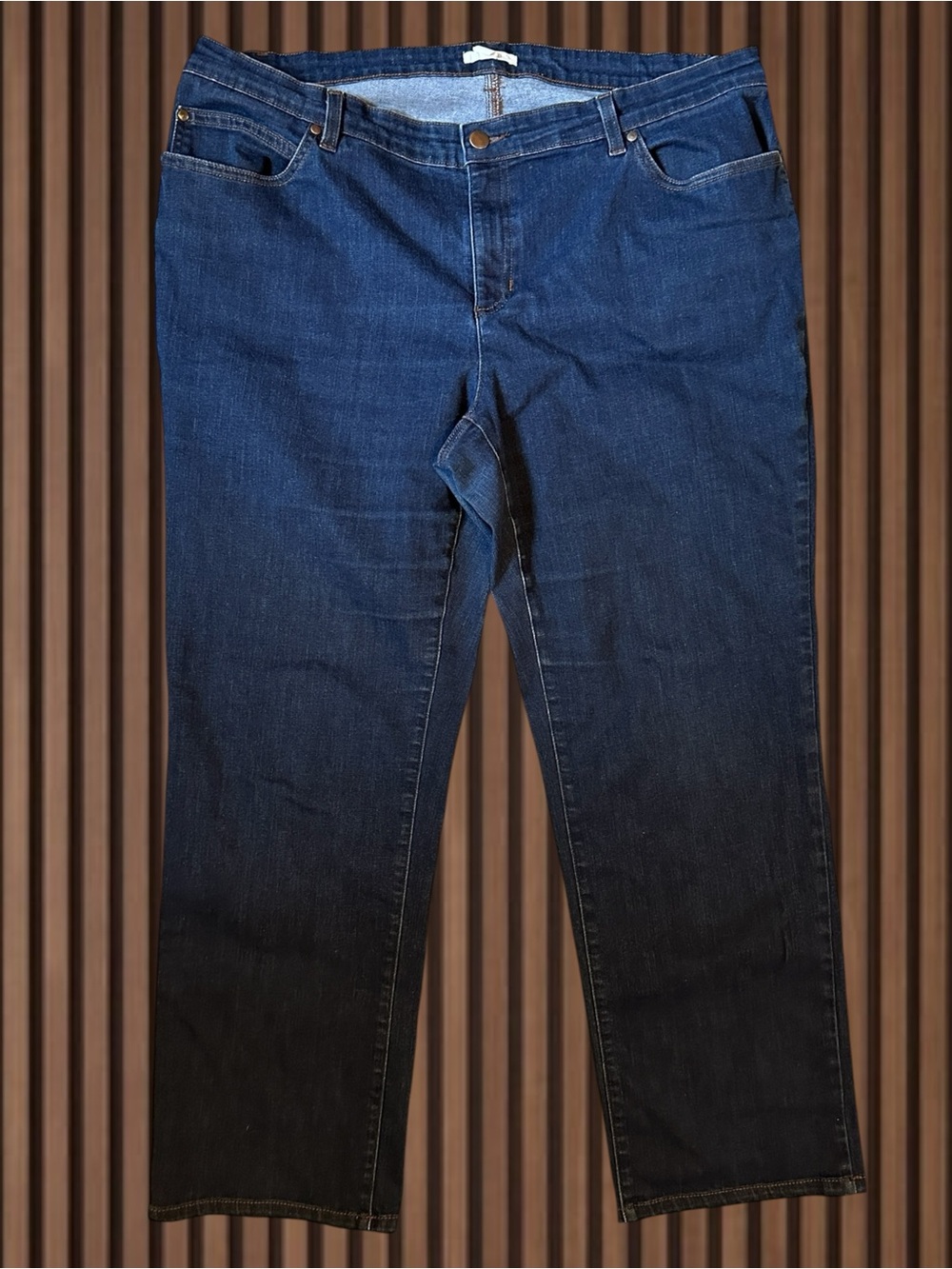 Eileen Fisher Organic Cotton Stretch Straight Leg Jeans Dark Indigo Plus Size